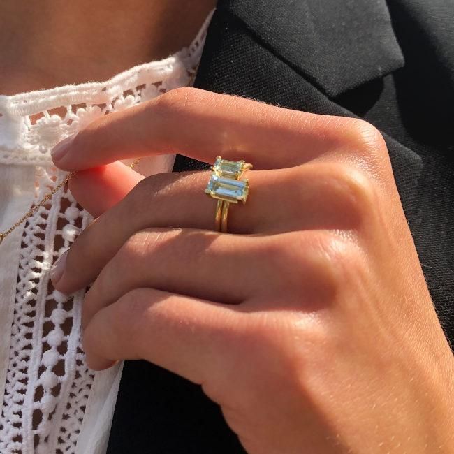 Nord Turned 18K Gold Ring w. Aquamarine