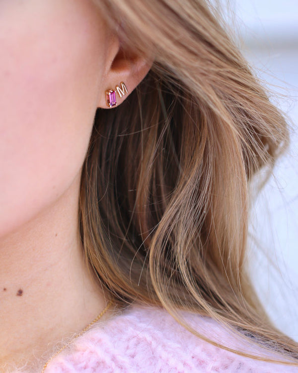 Nord Pink 18K Whitegold Stud w. Tourmalin & Diamond