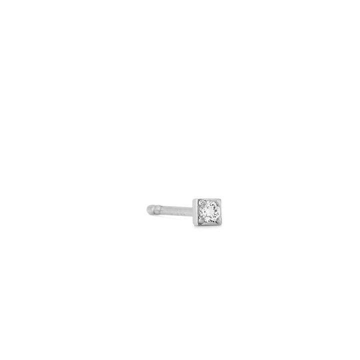 Rock Square kleine Ohrstecker aus 18K Weißgold I Diamant