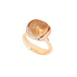 Lotus 3 18K Gold Ring w. Quartz & Diamonds