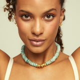 Collar Pebbles 18K Gold Plated Necklace w. Amazonite