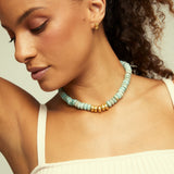 Collar Pebbles 18K Gold Plated Necklace w. Amazonite