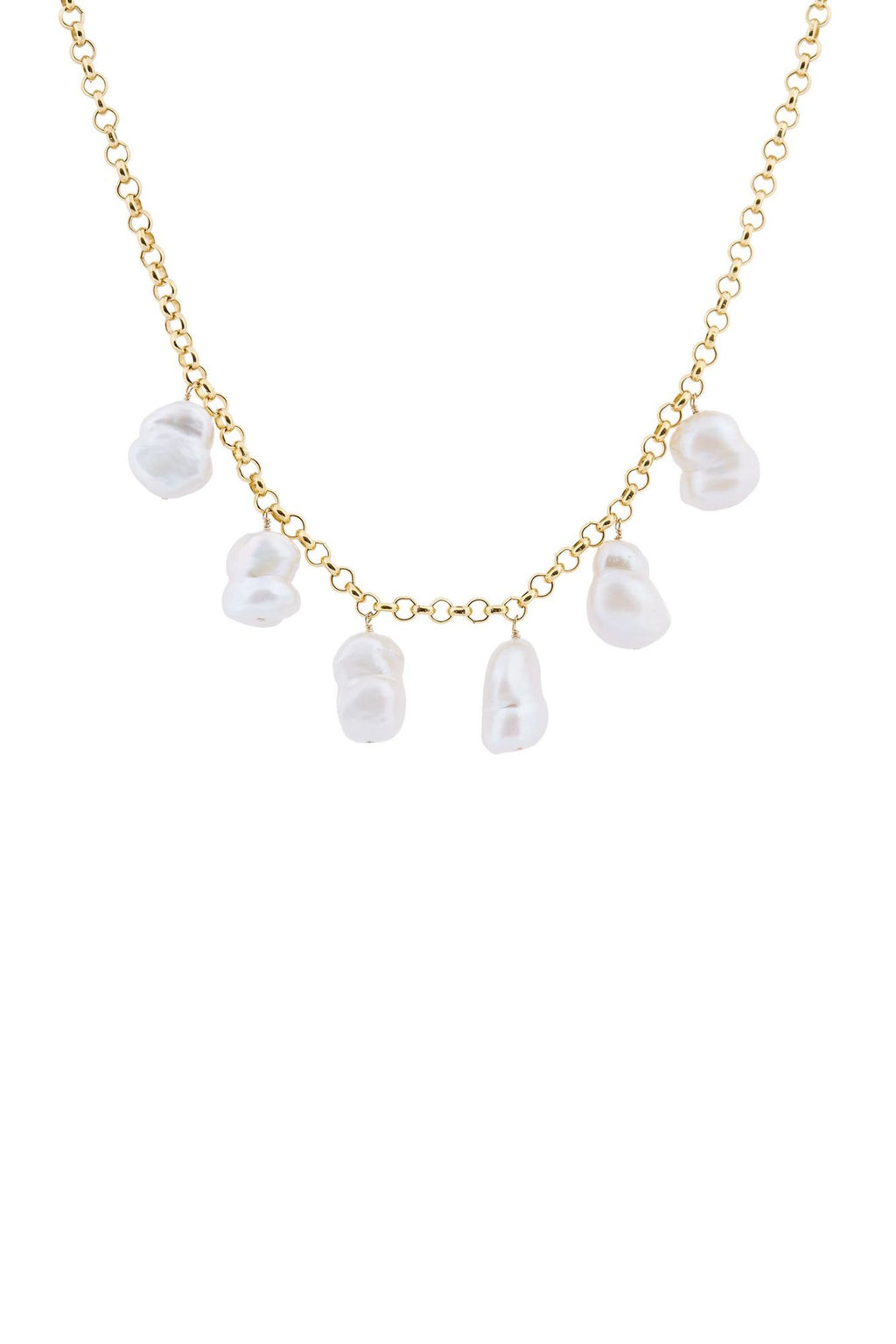 Popcorn Gold Plated Necklace w. Pearl