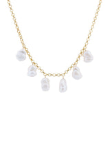 Popcorn Gold Plated Necklace w. Pearl