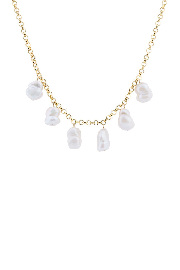 Popcorn Gold Plated Necklace w. Pearl
