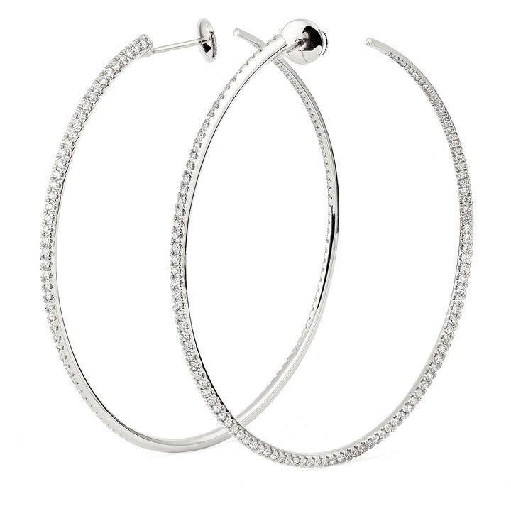 Twisted 60 mm 18K Whitegold Creoles w. Diamonds