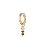 Charm Huggie goldplattiert 18K I Schwarze Perle & schwarzer Zirkon
