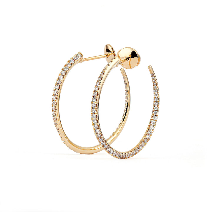 Twisted 30 mm 18K Gold Creoles w. Diamonds