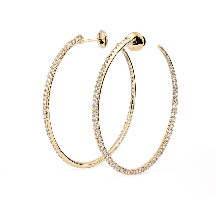 Twisted 45 mm 18K Gold Creoles w. Diamonds