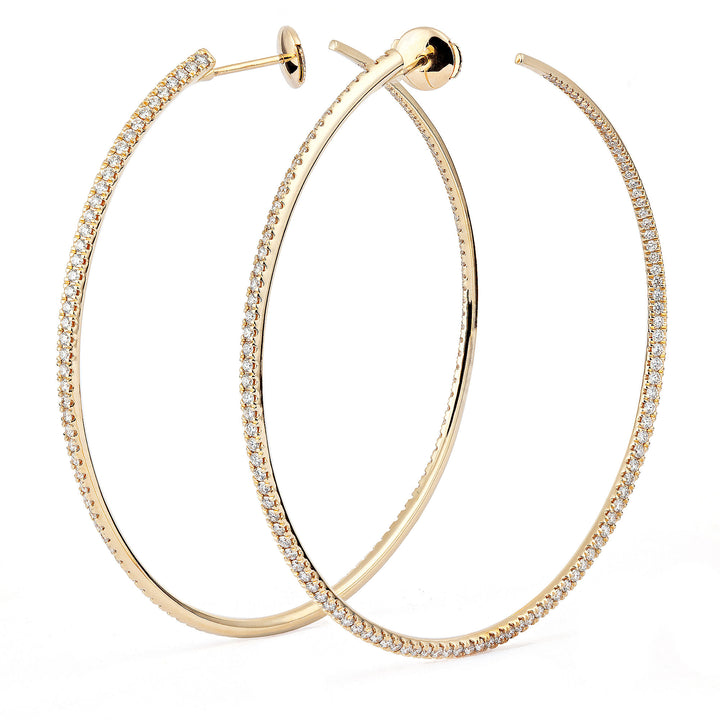 Twisted 60 mm 18K Gold Creoles w. Diamonds