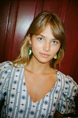 Mandarina Earring Gold Plated, Orange and Green Beads