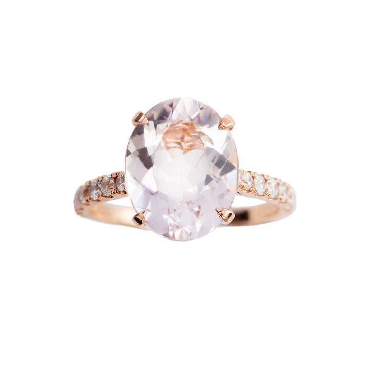 Morganite Forlovelses Ring Guld, Hvid