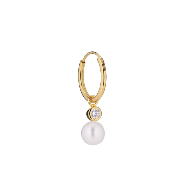 Bubble 18K Gold Plated Hoop w. White Pearl