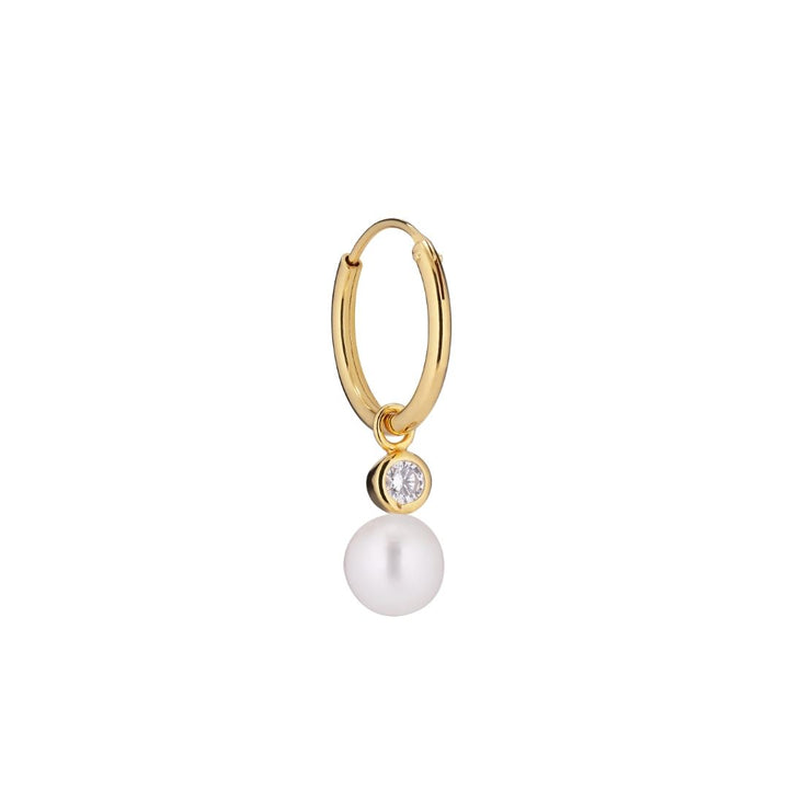Bubble Hoop 18K vergoldet I Weiße Perle