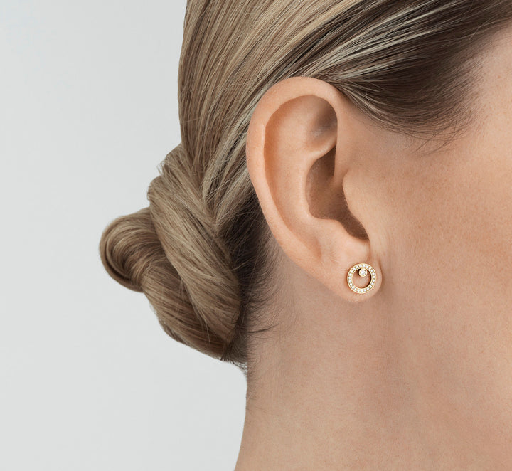 Halo 18K Gold Studs w. Diamonds 0.12 ct