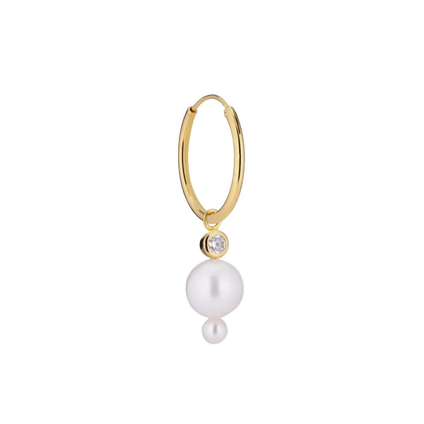 Horizon 18K Gold Plated Hoop w. White Pearls