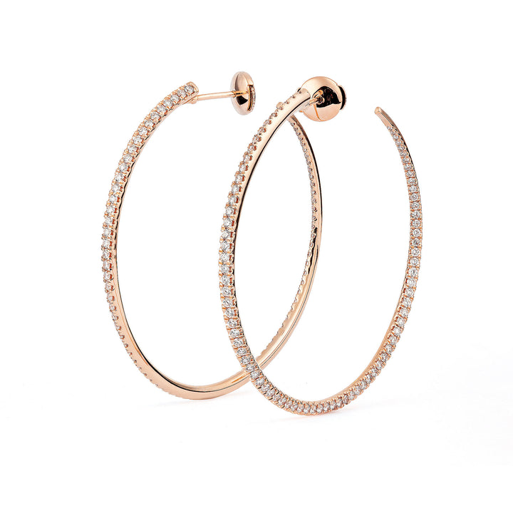 Twisted 45 mm 18K Rosegold Creoles w. Diamonds