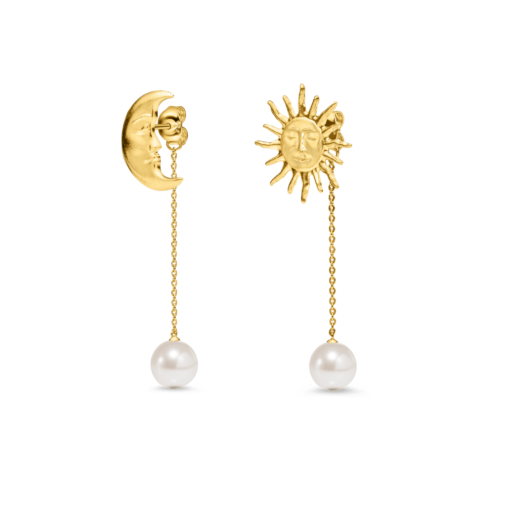 Die Liebenden im Hintergrund goldplattiert Ohrring