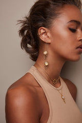 Moon Necklace Gold Plated, Pink Moonstone