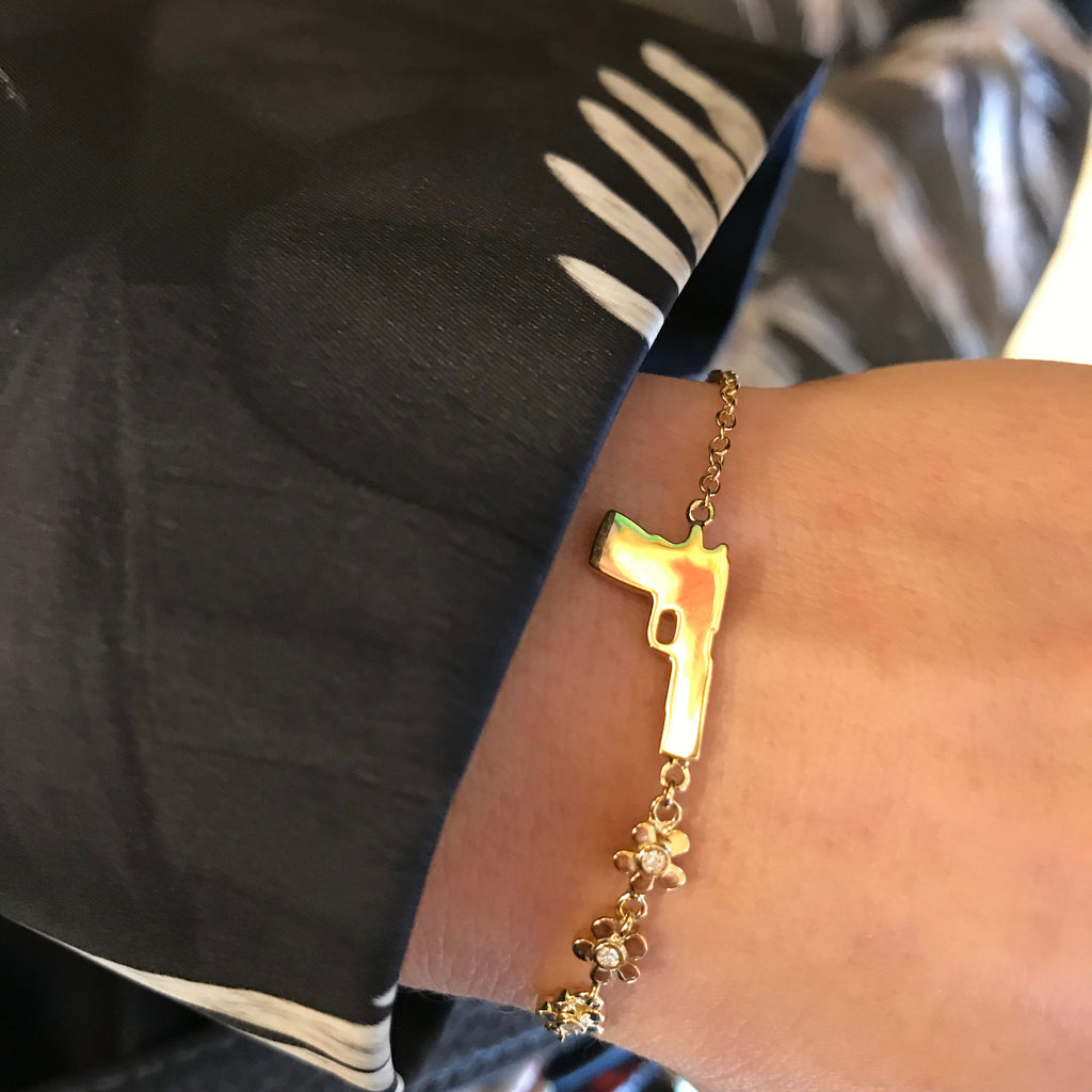 Flower Gun Armband 18K vergoldet I Diamanten