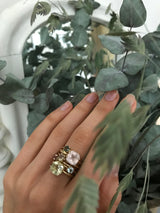 Round Purple 10K Gold Ring w. Amethyst