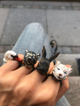 The small Tiger Silver Ring w. Diamonds