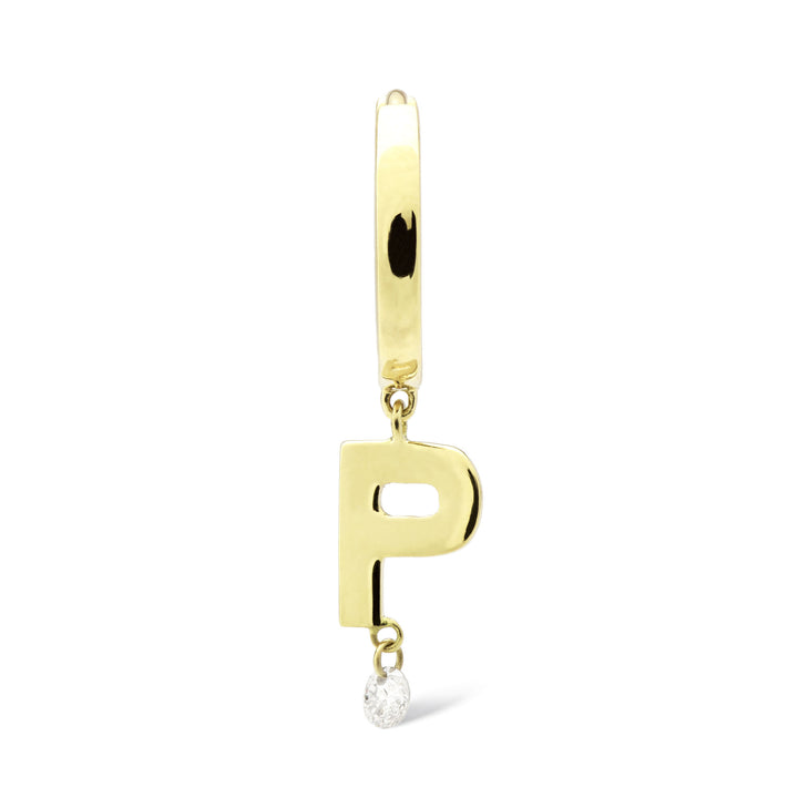 Alfabet Piercing 18K Guld Hoop m. Diamant
