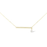 Bar Pavé 18K Gold Necklace w. Diamonds