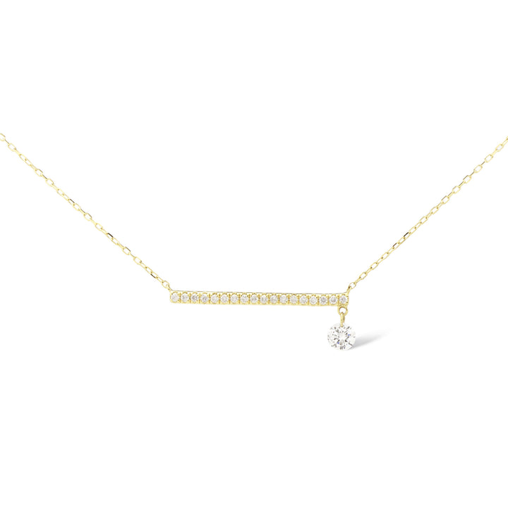 Bar Pavé 18K Gold Necklace w. Diamonds