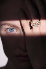 Band 18K Guld Ring m. Diamanter
