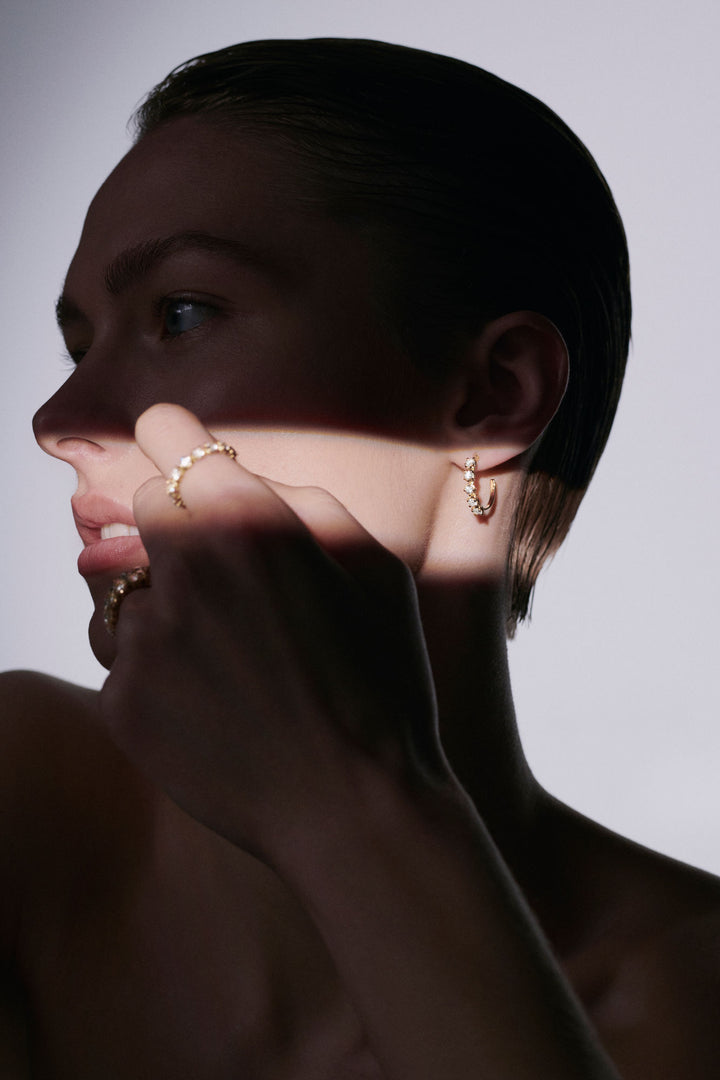 Stellar Large 18K Gold Hoops w. Diamonds