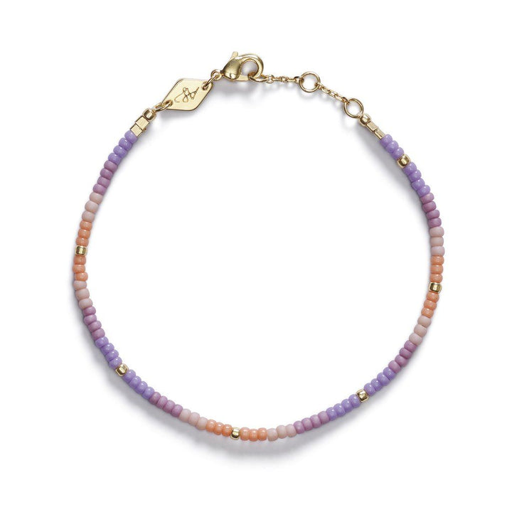 Tie-Dye Forgyldt Armbånd m. Fersken Glasperler