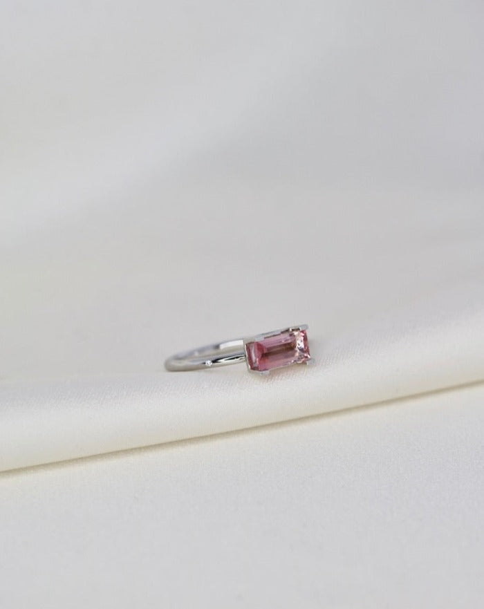 Nord Pink 18K Whitegold Ring w. Tourmaline & Diamond