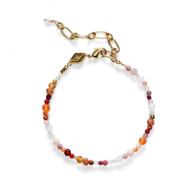 Flamingo Gold Plated Bracelet w. Mixed colours Beads & Gemstones