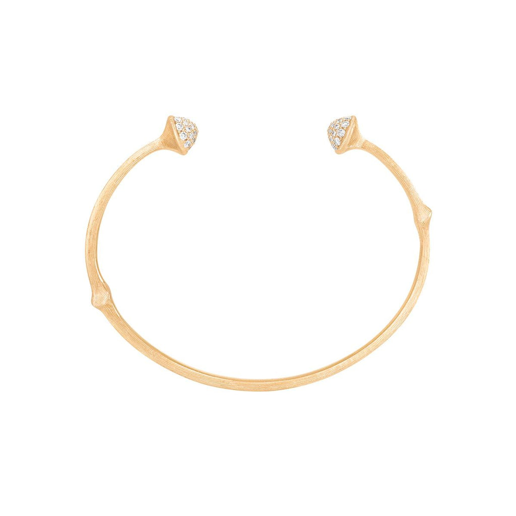 Nature 18K Gold Bangle w. Diamonds