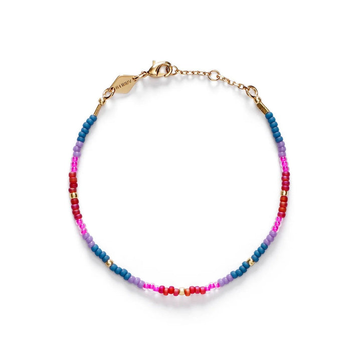 Tie-Dye Forgyldt Armbånd m. Lilla Glasperler