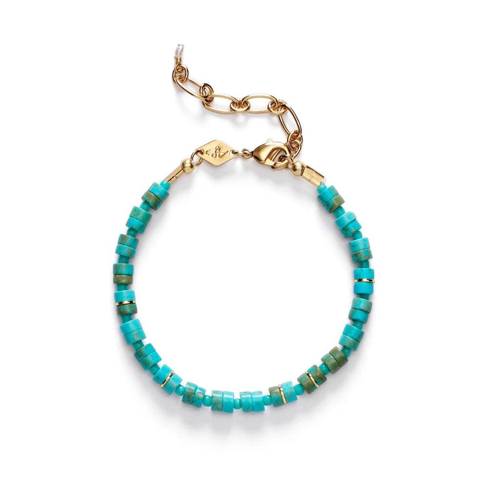 Lagoon Gold Plated Bracelet w. Beads & Turquoises