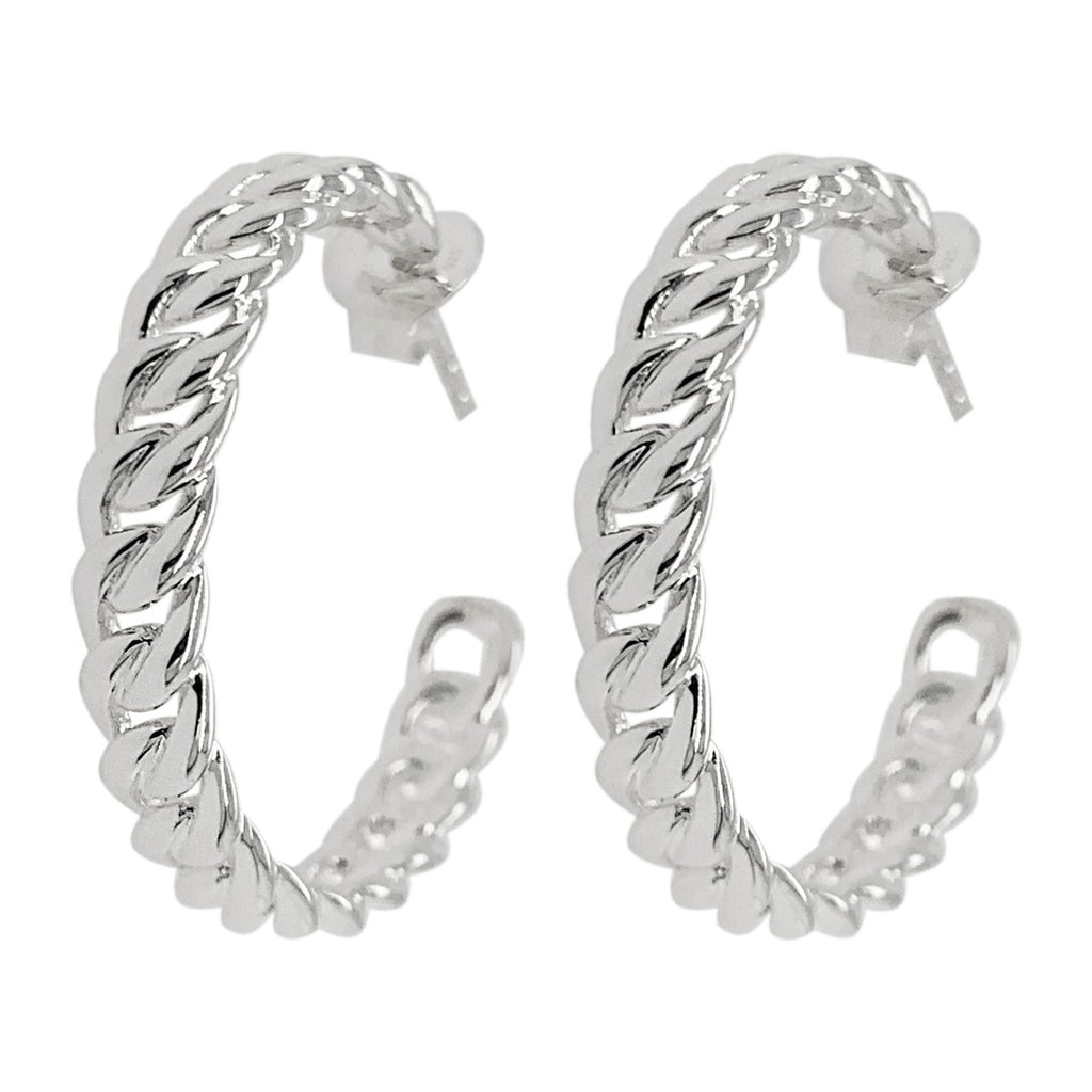 Curb Hoops Large I Poliertes Silber