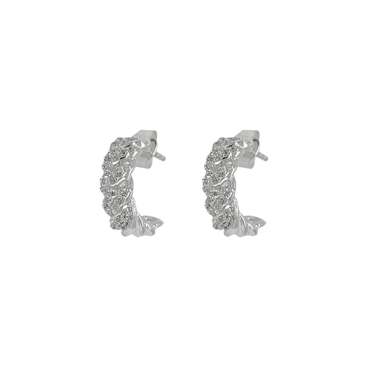Curb Small Silver Hoops w. Zirconia