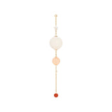 Shooting Stars 18K Gold Earring-pendant w. Diamonds, Moonstone & Coral