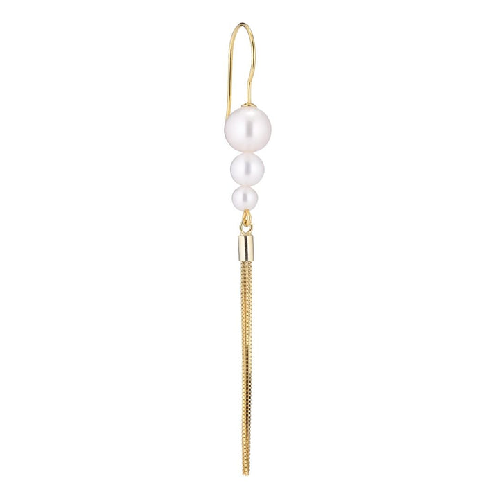 Tassel Hook Ohrring I Goldplattiert 18K I Weiße Perlen