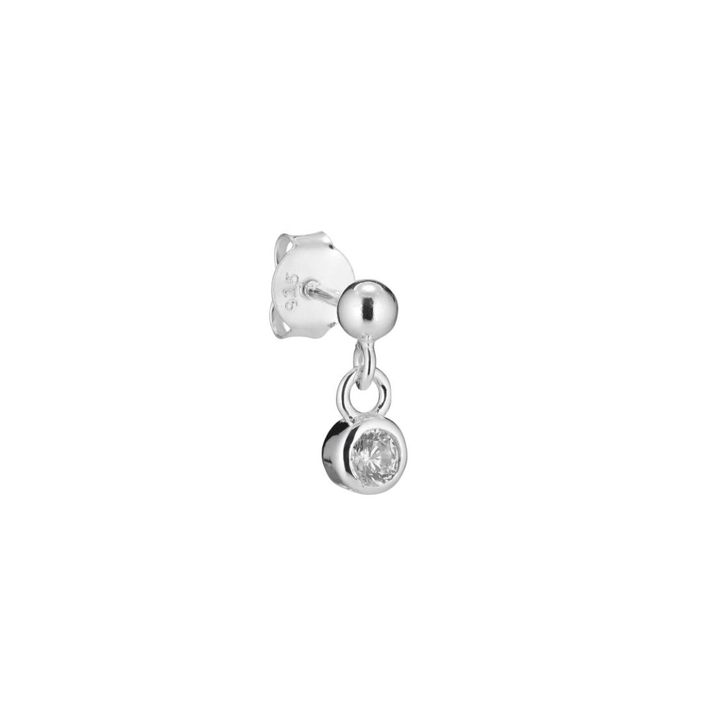 Crystal Silver Stud w. White Zirconia