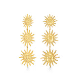 Three Suns Gold Plated Earrings