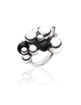 Large Black Moonlight Grapes Silver Ring
