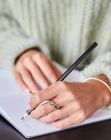 Nord Green S Turned 18K Gold Ring w. Tourmaline & Diamond