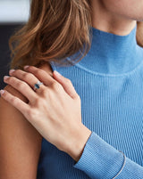 Nord London Blue Turned 18K Hvidguld Ring m. Topas & Diamant