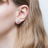 Connected Silver Earrings w. Yellow Zirconias