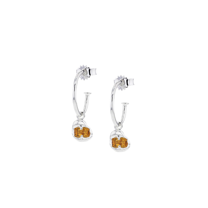 Joined Silver Earrings w. Orange Zirconia