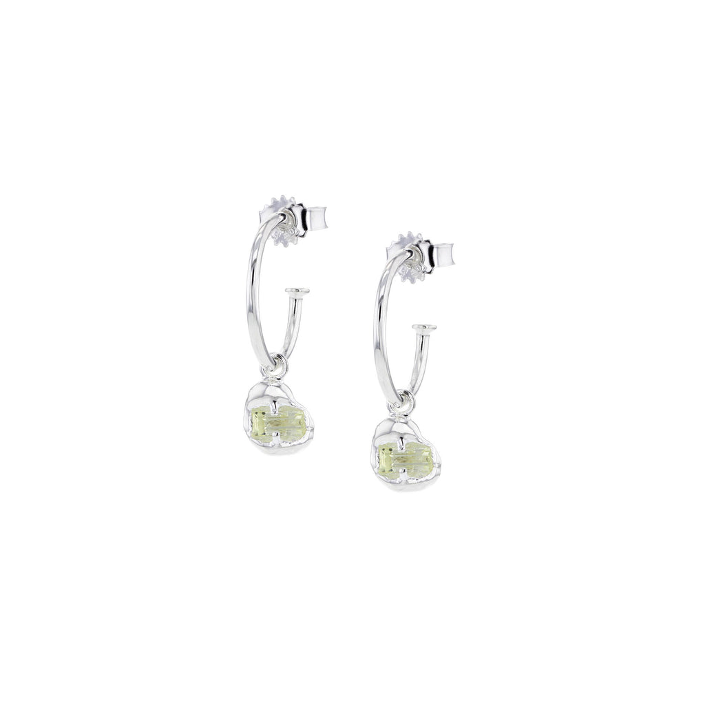 Joined Silver Earrings w. Green Zirconia