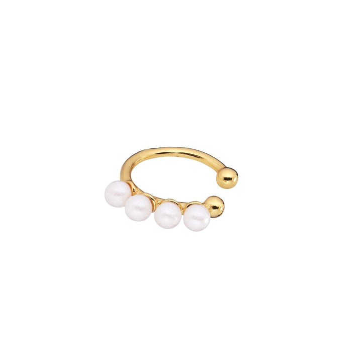 Pearly 18K Gold Plated Ear Cuff w. White Pearls